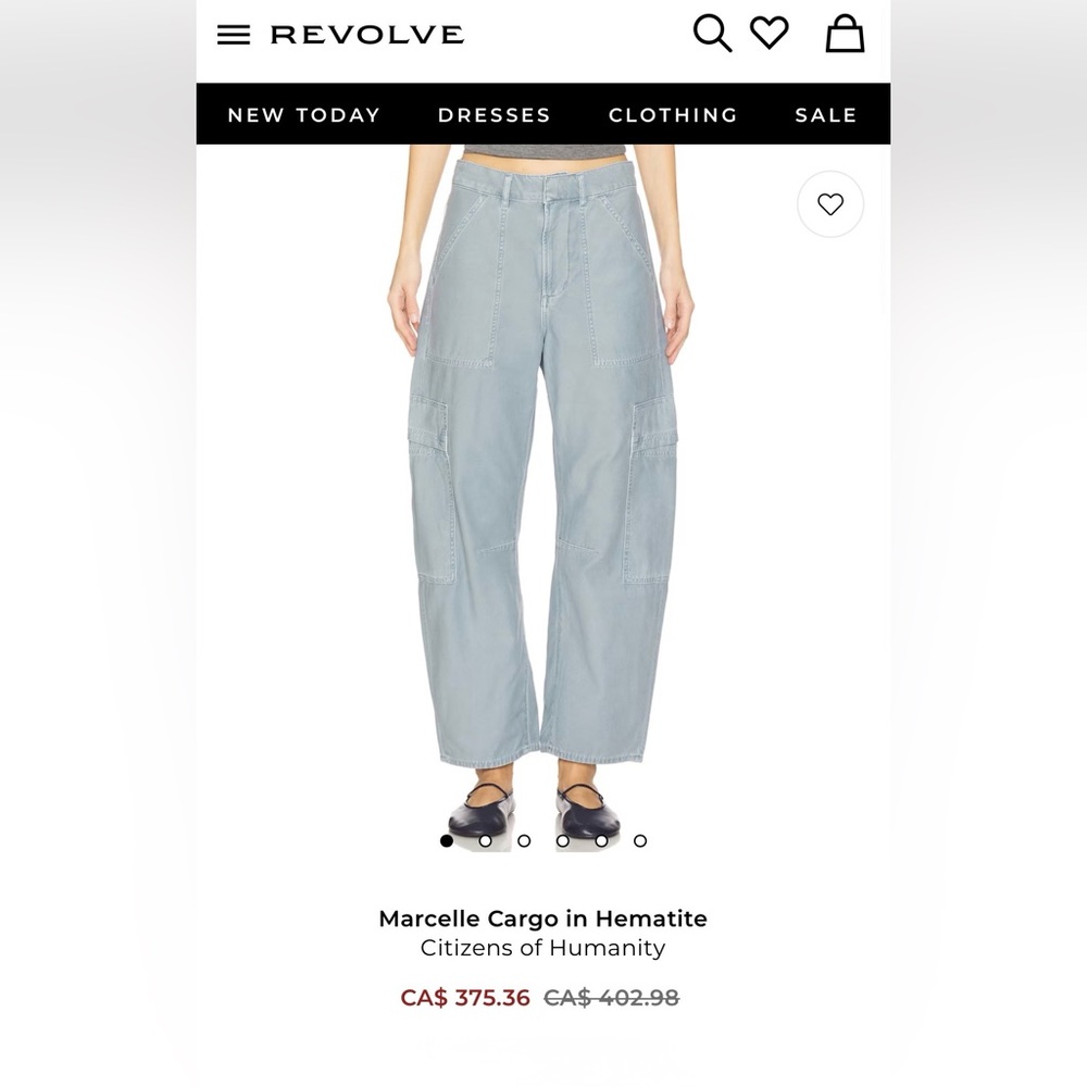 NWT Citizens Of Humanity Light Blue Wide-Leg Cargo Pants - Picture 7 of 7